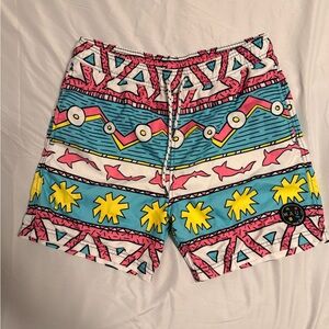 Maui Teal and Yellow Graphic Swim Shorts